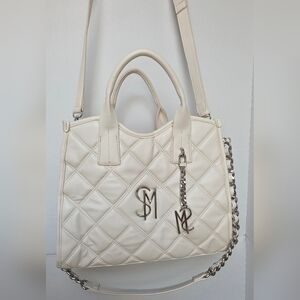 Steve Madden White Quilted Crossbody Tote